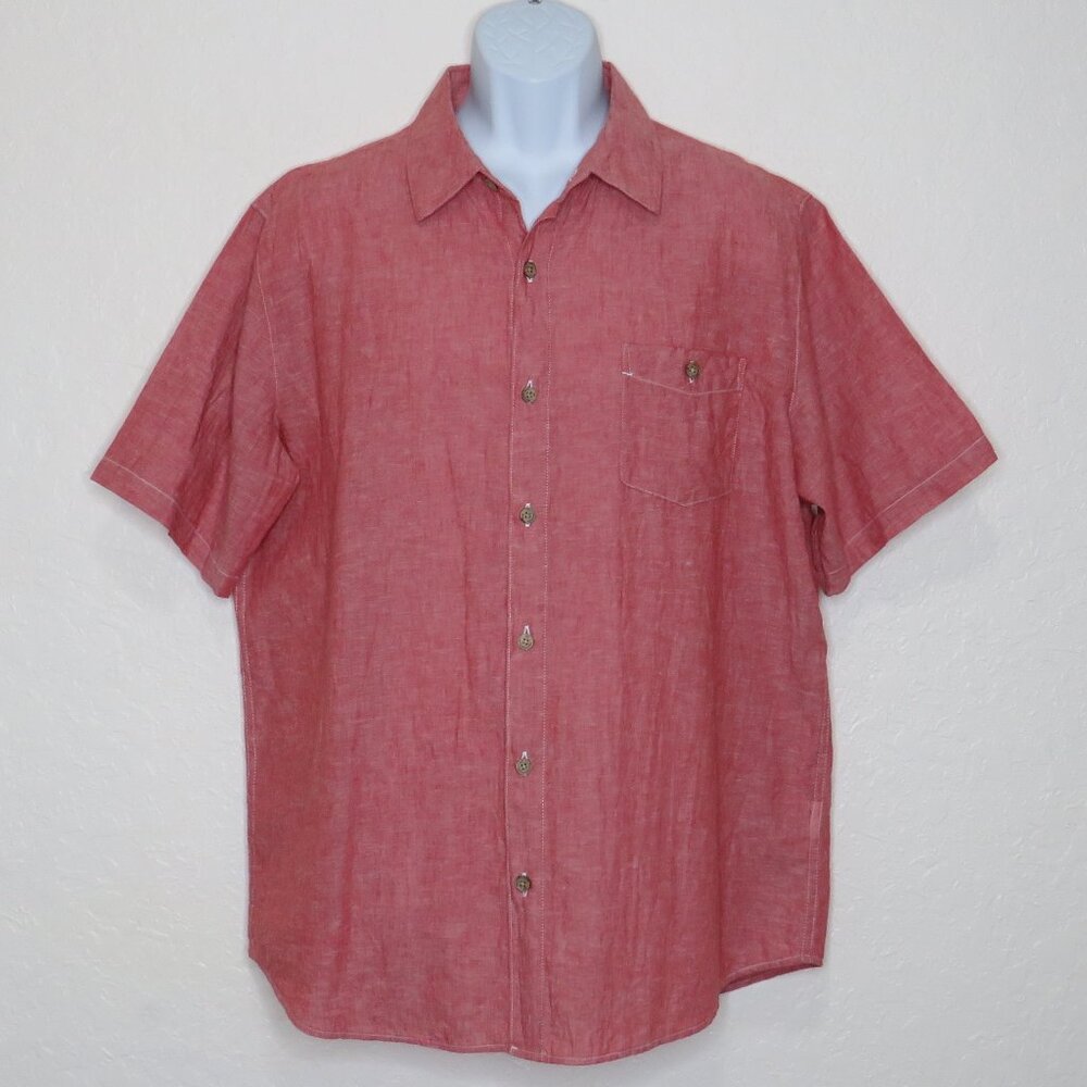 Weatherproof* Men's Short Sleeve Button Down Curved Hem Pocket Shirt~ Size XL